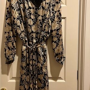 Lane Bryant Black and Gold Floral Dress